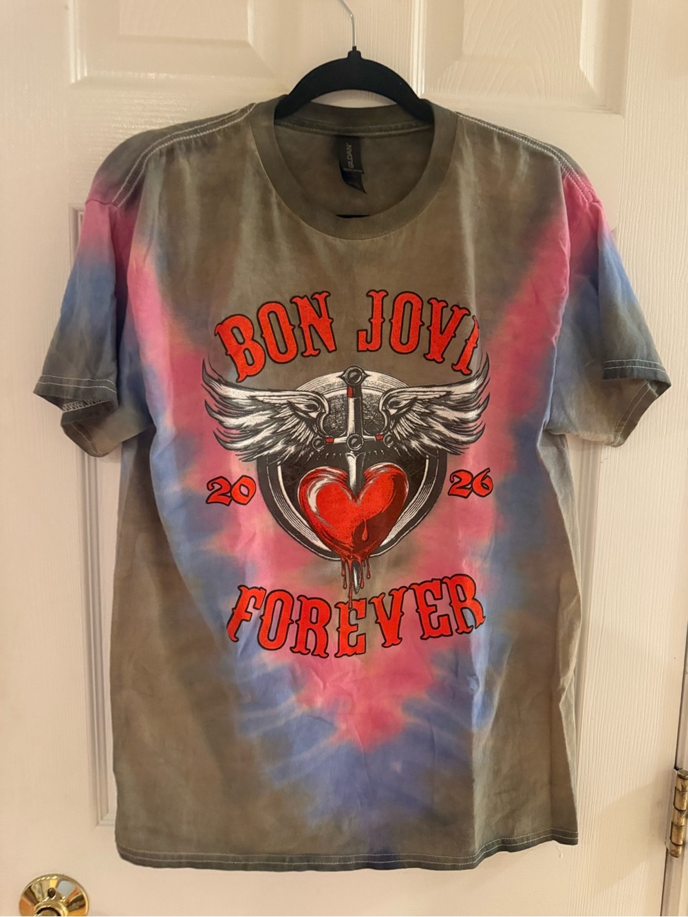 'Bon Jovi ' Tie-Dye Graphic Tee - Multicolor Forever 2026 Concert tee
